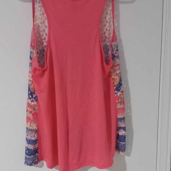 No Boundaries tank top T-shirt with round neck XL pitch/blue front deigned front - Picture 6 of 6